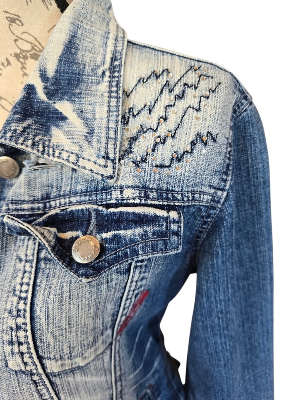 Comfort Denim Distressed Blue Jean Jacket XL - Picture 6 of 9